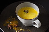 Turmeric latte in a cup