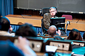 Stephen Hawking lecturing at CERN in 2009