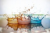 Water drop impact, high-speed photograph