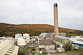 An oil fired power station in Peel on the Isle of Man, UK