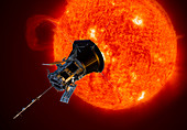 Parker Solar Probe approaching the Sun, illustration