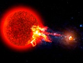 Red dwarf superflare, illustration