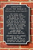 Heritage sign for Godalming's pioneering electric lighting