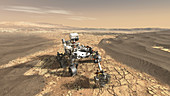 Mars 2020 rover on Mars, illustration