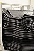 Rubber sheets in tyre factory, UK