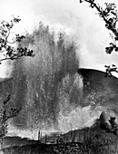 Lava fountain during Kilauea eruption, 1959