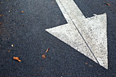 White arrow on asphalt road