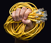 Person holding cables