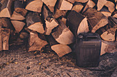Logs and oil can