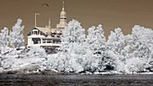Island tourist destination, Finland, infrared footage