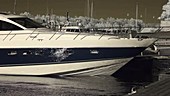 Yacht in a harbour, infrared footage