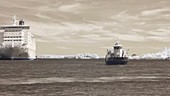 Ships in Helsinki harbour, infrared footage