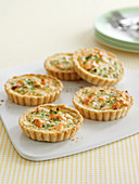 Salmon tarts with dill and creme fraiche