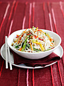 Rice noodle salad with chicken and coconut (Asia)