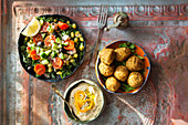Falafel with salad and hummus