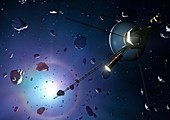 Voyager probe in the Oort cloud, illustration