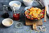 Sweet and sour fish (cod) with vegetables (Asia)