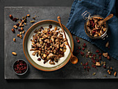 Muesli with milk and dried fruit