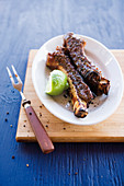 Marinated, grilled Caribbean BBQ beef ribs