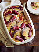 Rhubarb and White Chocolate Bread and Butter Pudding