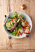 Andalusian salad with colourful skewers