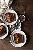 Slices of a pumpkin and chocolate pound cake