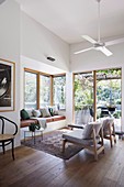 Cozy seating area in front of the patio door