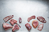 Various cuts of different meat