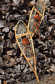 Wood and leather snow shoes