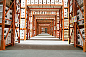 Boxes in storage facility