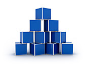 Cubes stacked in pyramid, illustration