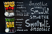 Illustrations and an ingredient list for two fruity smoothies