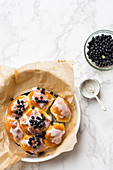Blueberry buns with icing
