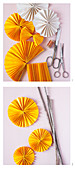 Instructions for making flowers from paper rosettes on sticks