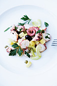 Octopus salad with potatoes and parsley