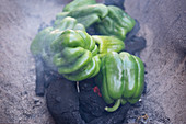 Green peppers cooked over charcoal, Lisbon, Portugal