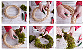Instructions for tying a moss wreath