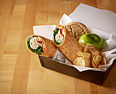 Turkey Wrap Box Lunch with Apple and Cookie
