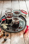 Blackberrry jelly ready in jars