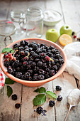 Ingriedients for blackberry and apple jelly