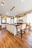 Large kitchen-dining room in American country-house style