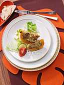 Baked pumpkin filled with quinoa