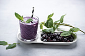 Iced blackberry lassi (vegan)
