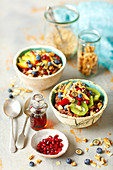 Vegan bowl - chocolate and plant milk buckwheat with fruits