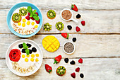 Fruits and berries breakfast oatmeal porridges