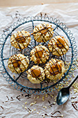 Christmas cookies with caramel and almonds