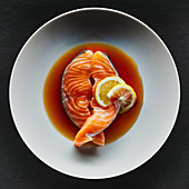 Slab of salmon with lemon