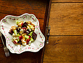 Sheep's cheese salad with beetroot, apple and hazelnut (Wales)