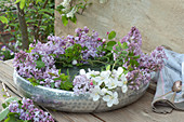 Lilac Wreath In Silver Bowl