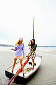 Two women on a sailing boat